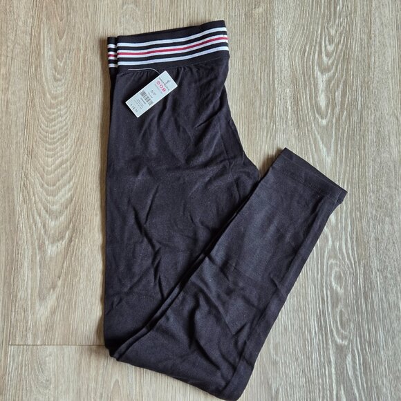 NWT ARDENE Black Leggings with Striped Waistband S - Picture 1 of 3